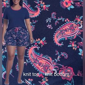LANDSEND WOMENS PLUS Short Sleeve Knit PJ Short Set